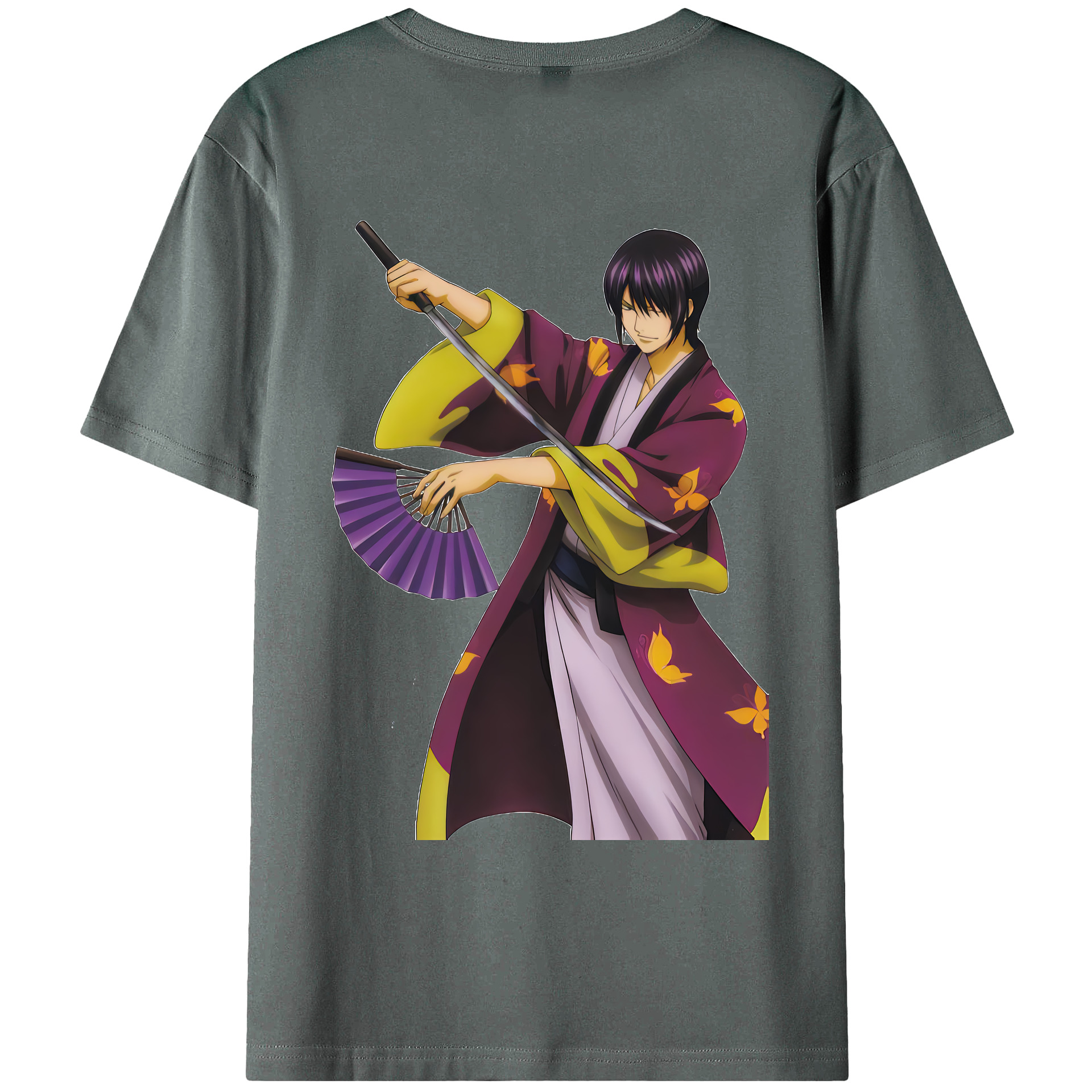 （画像用） ぎんたま 坂田銀時（さかたぎんとき） 神楽 志村新八（しむら しんぱち） GINTAMA Sakata Gintoki Kagura Shimura Shinpachi 綿100％ メンズ半袖Tシャツ（バックプリント） 通気性